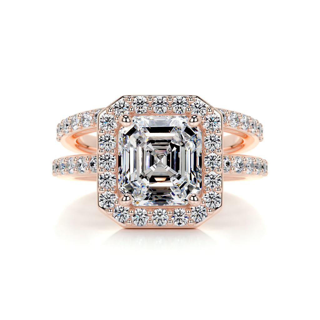 1.05 CT Asscher Halo & Pave F-VS CVD Diamond Bridal Set