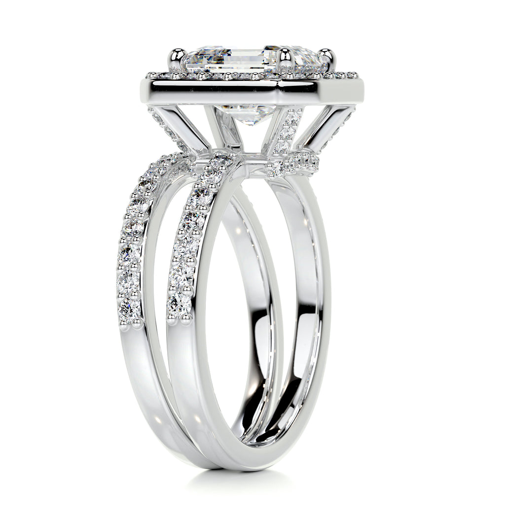 1.05 CT Asscher Halo & Pave F-VS CVD Diamond Bridal Set