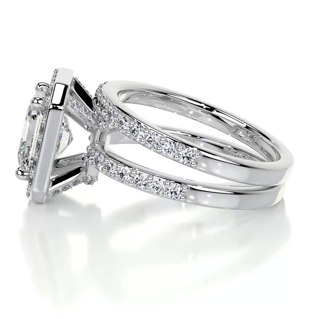 1.05 CT Asscher Halo & Pave F-VS CVD Diamond Bridal Set