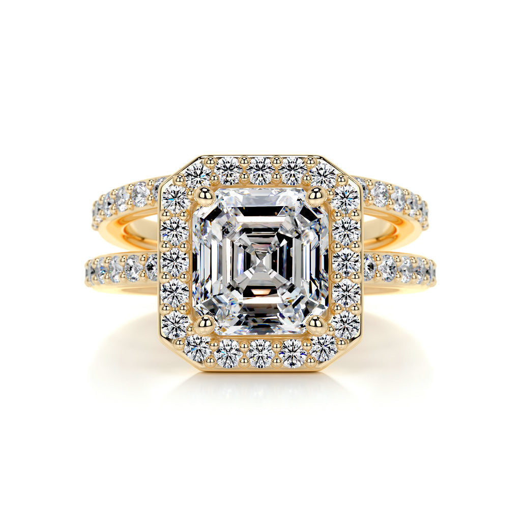 1.05 CT Asscher Halo & Pave F-VS CVD Diamond Bridal Set