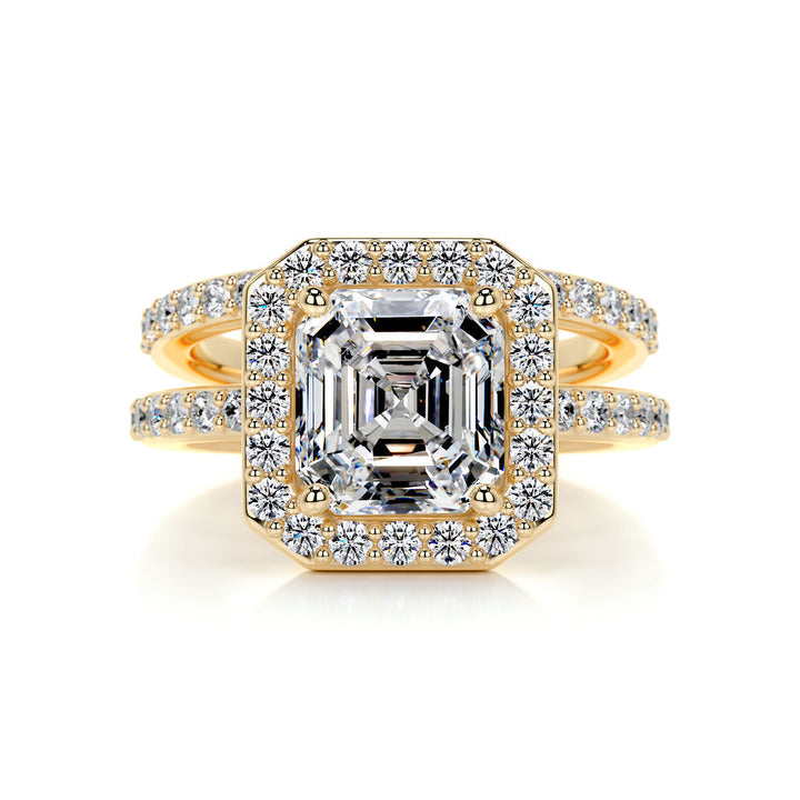 1.05 CT Asscher Halo & Pave F-VS CVD Diamond Bridal Set