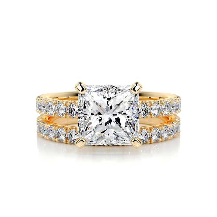 2.0 CT Princess Solitaire & Pave Setting F-VS CVD Diamond Bridal Set