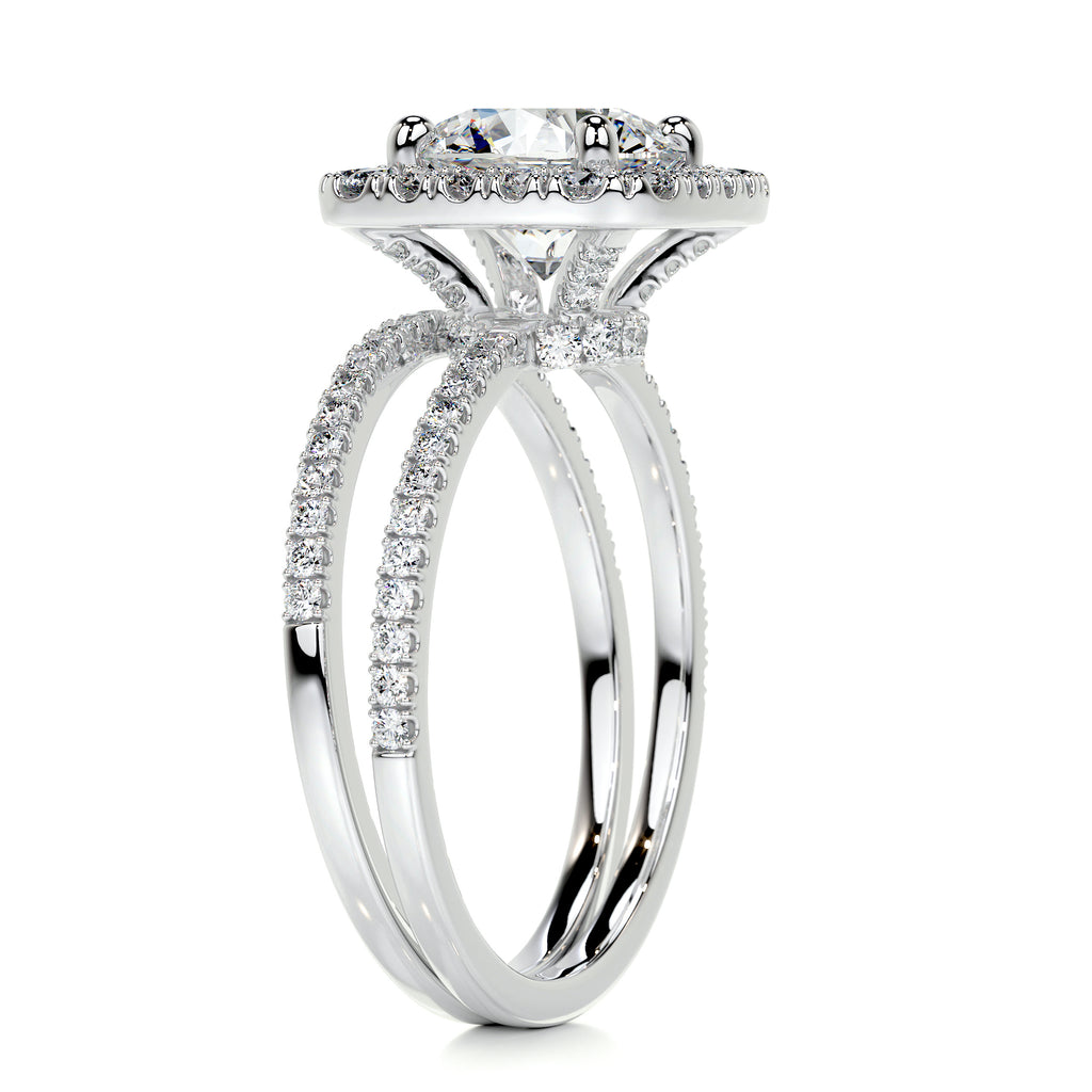 2.0 CT Round Shaped  F-VS CVD Diamond Bridal Set With Halo & Pave Setting