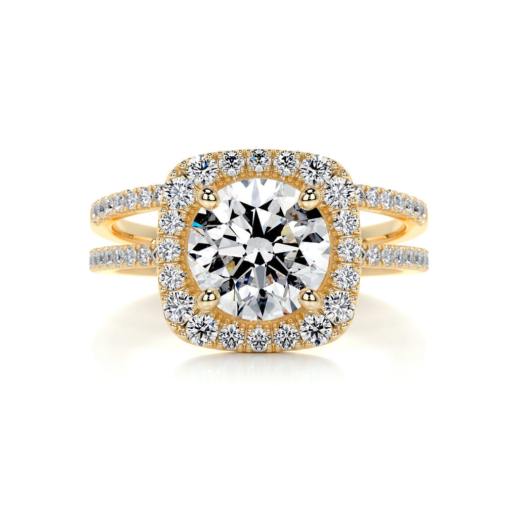 2.0 CT Round Shaped  F-VS CVD Diamond Bridal Set With Halo & Pave Setting