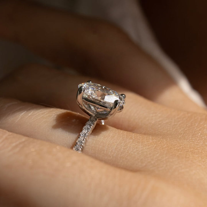 1.0 -3.0 CT Oval  Lab Grown Diamond Pave Style Engagement Ring
