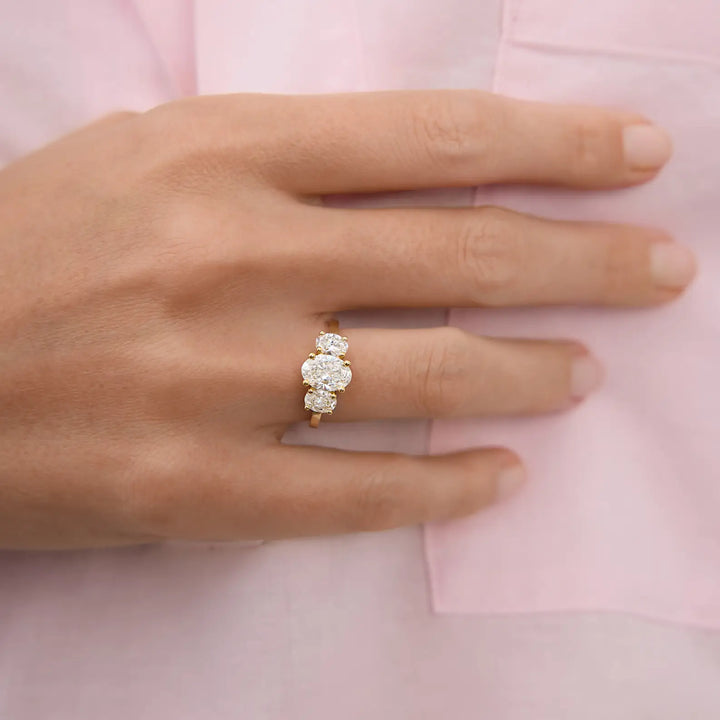 1.50CT Oval Cut Three Stone Moissanite Engagement Ring