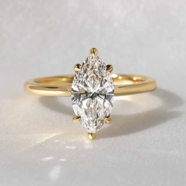 1.5 - 3.5 CT Marquise  Lab Grown Diamond Hidden Halo Style Engagement Ring