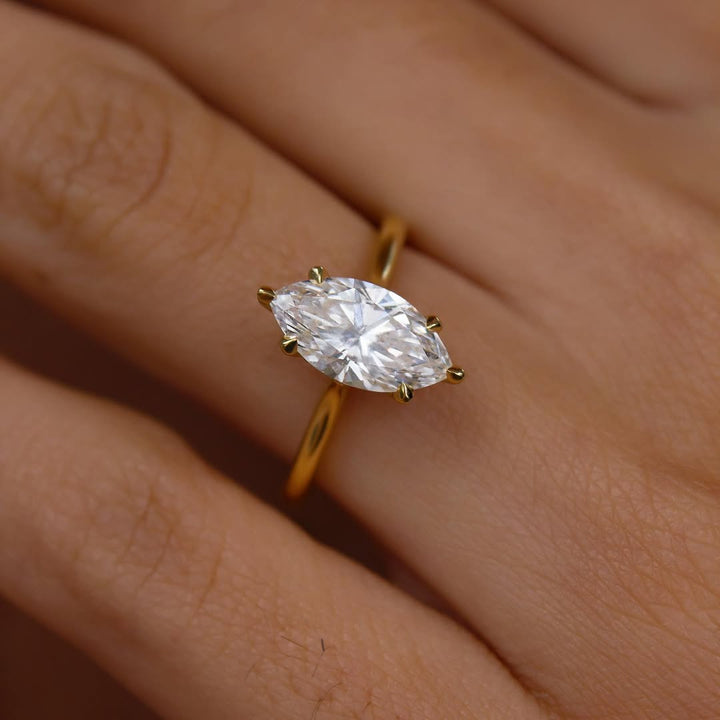1.5 - 3.5 CT Marquise  Lab Grown Diamond Hidden Halo Style Engagement Ring