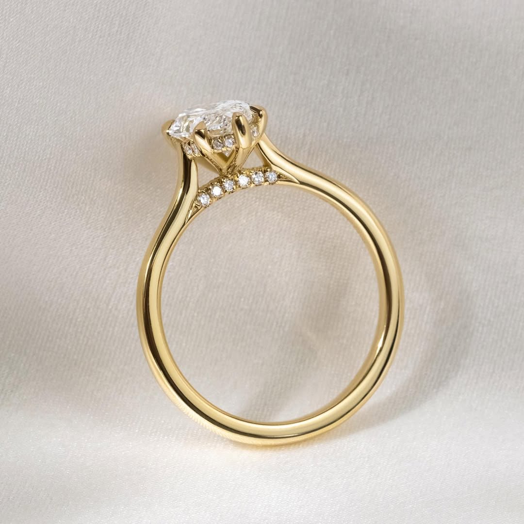 1.5 - 3.5 CT Marquise  Lab Grown Diamond Hidden Halo Style Engagement Ring