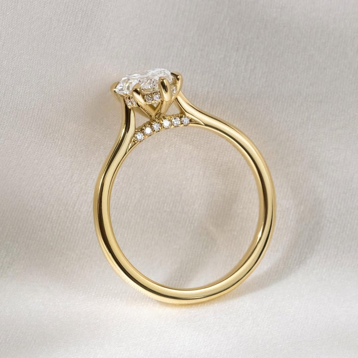 1.5 - 3.5 CT Marquise  Lab Grown Diamond Hidden Halo Style Engagement Ring