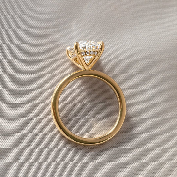1.0-3.0 CT Oval  Lab Grown Diamond Hidden Halo Style Engagement Ring