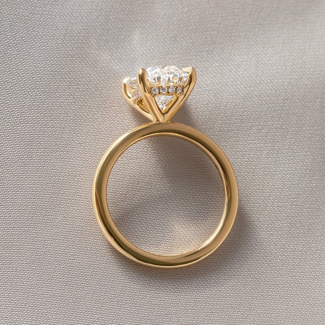 1.0-3.0 CT Oval  Lab Grown Diamond Hidden Halo Style Engagement Ring