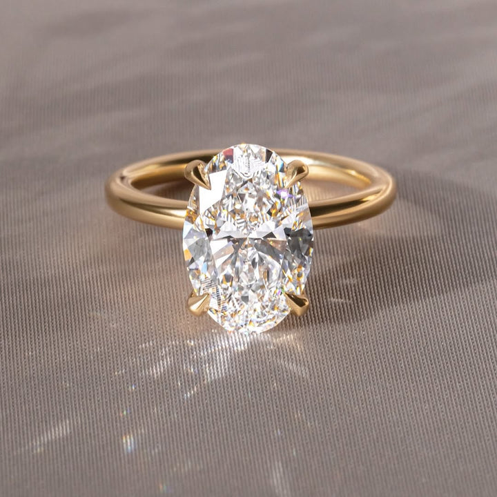 1.0-3.0 CT Oval  Lab Grown Diamond Hidden Halo Style Engagement Ring