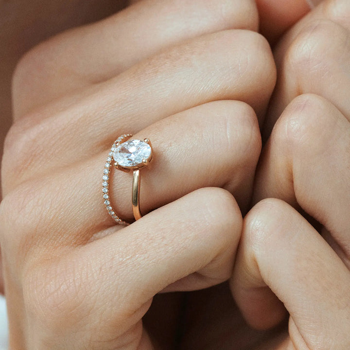 1.25CT Round Diamond Unique Pave Moissanite Engagement Ring