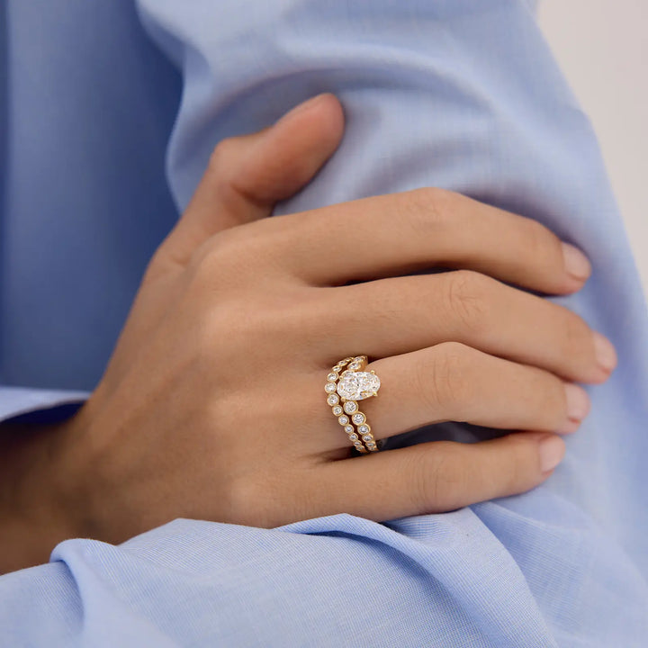 1.20CT Oval Cut Diamond Unique Cluster Engagement Ring