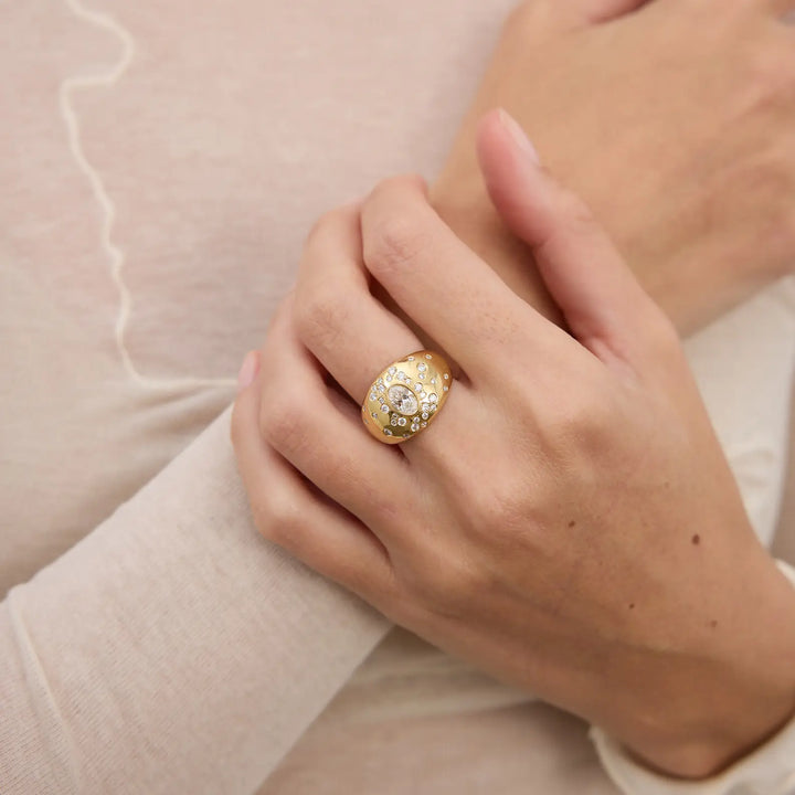 0.50CT Oval Cut Flush Set Dome Engagement Ring