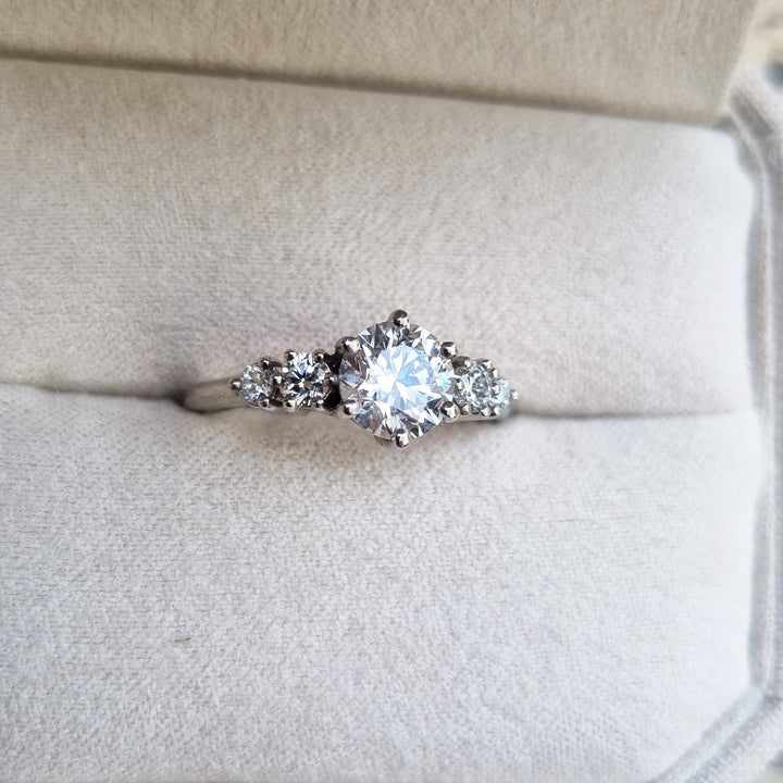 1.03-3.50 CT Round Five Stone Lab Grown Diamond Engagement Ring