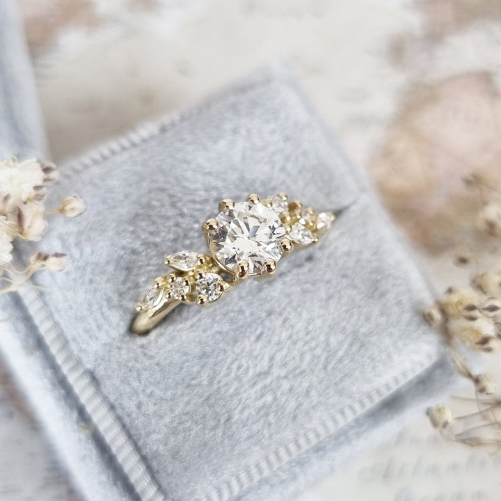 0.85-2.85 CT Round Cluster Style Lab Grown Diamond Engagement Ring