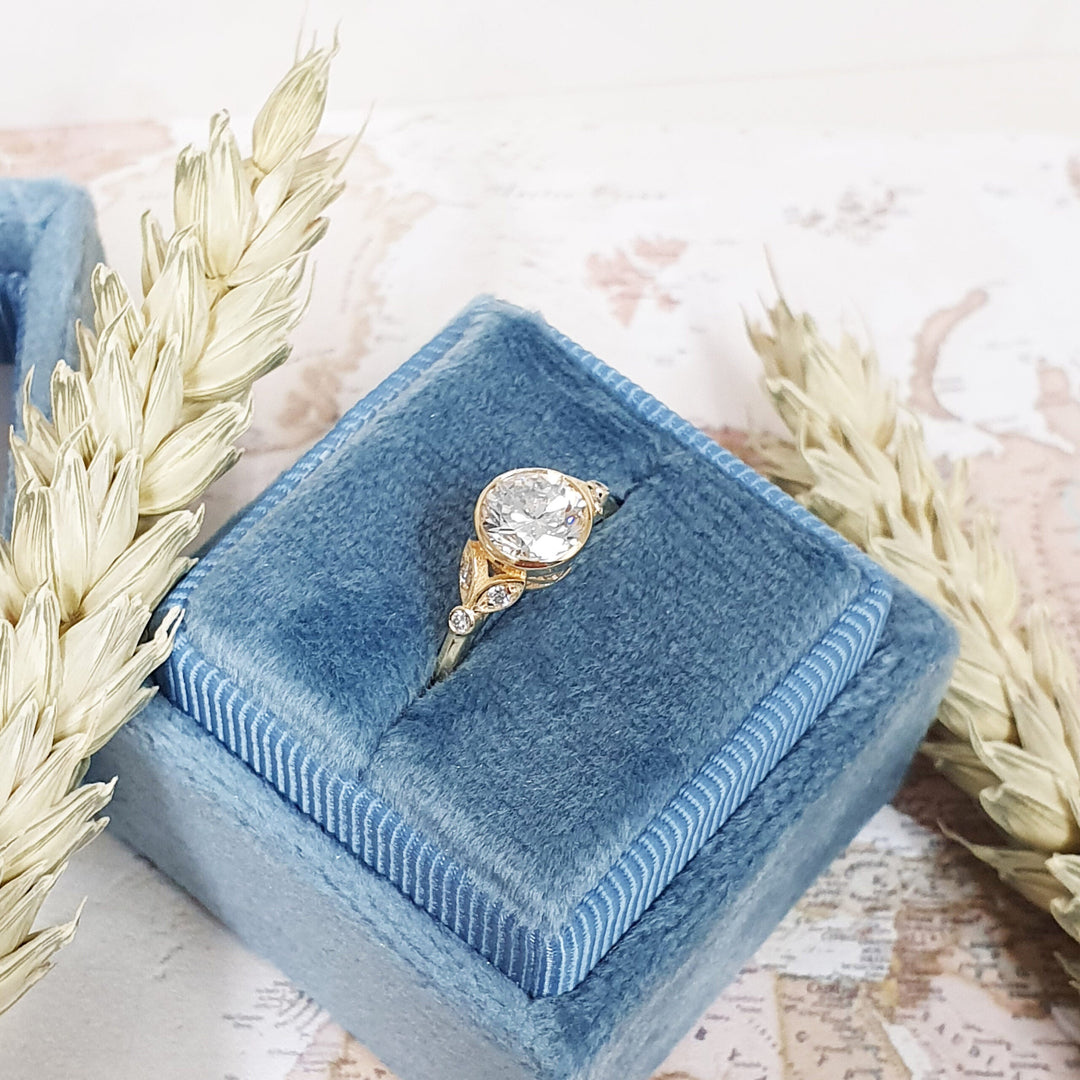 1.0 -3.0 CT Round Cut Bezel Style Lab Grown Diamond Engagement Ring