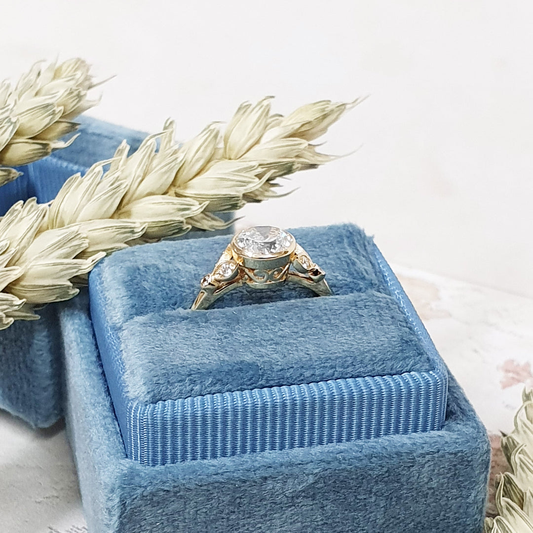 1.0 -3.0 CT Round Cut Bezel Style Lab Grown Diamond Engagement Ring