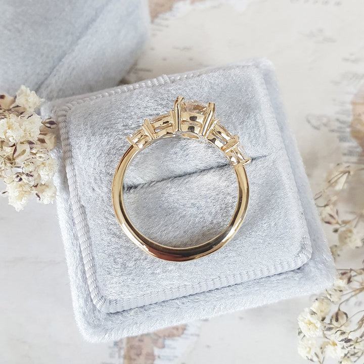 1.0 -3.0 CT Round Cut Five Stones Lab Grown Diamond Engagement Ring