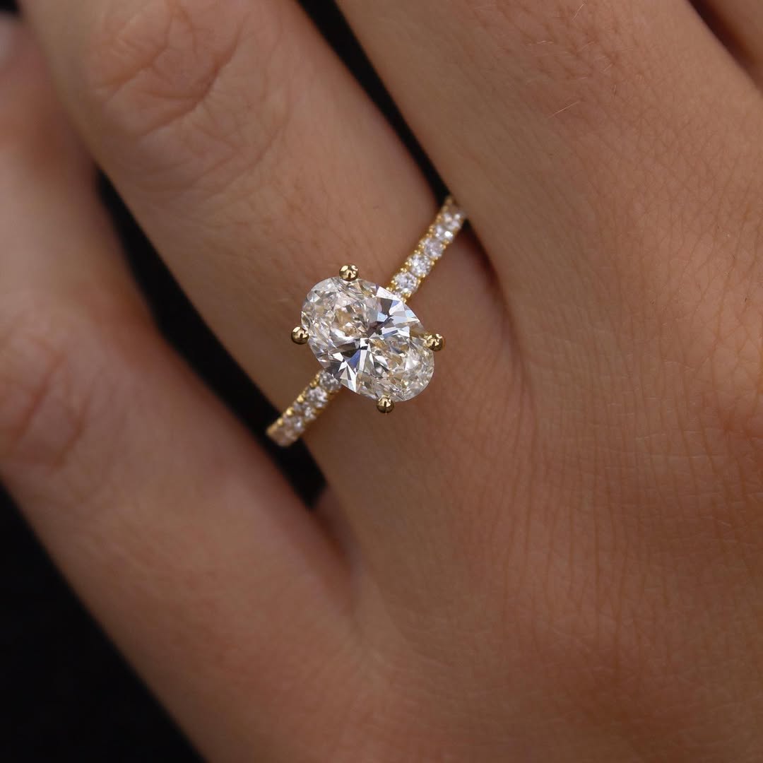 1.2 - 3.2 CT Oval  Lab Grown Diamond Pave Style Engagement Ring