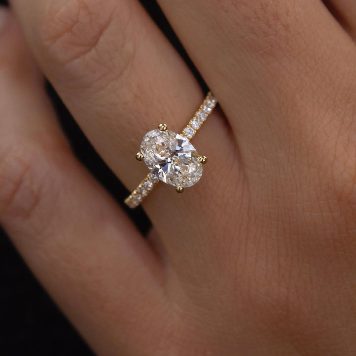 1.2 - 3.2 CT Oval  Lab Grown Diamond Pave Style Engagement Ring