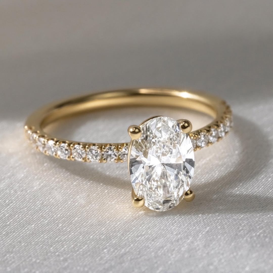 1.2 - 3.2 CT Oval  Lab Grown Diamond Pave Style Engagement Ring