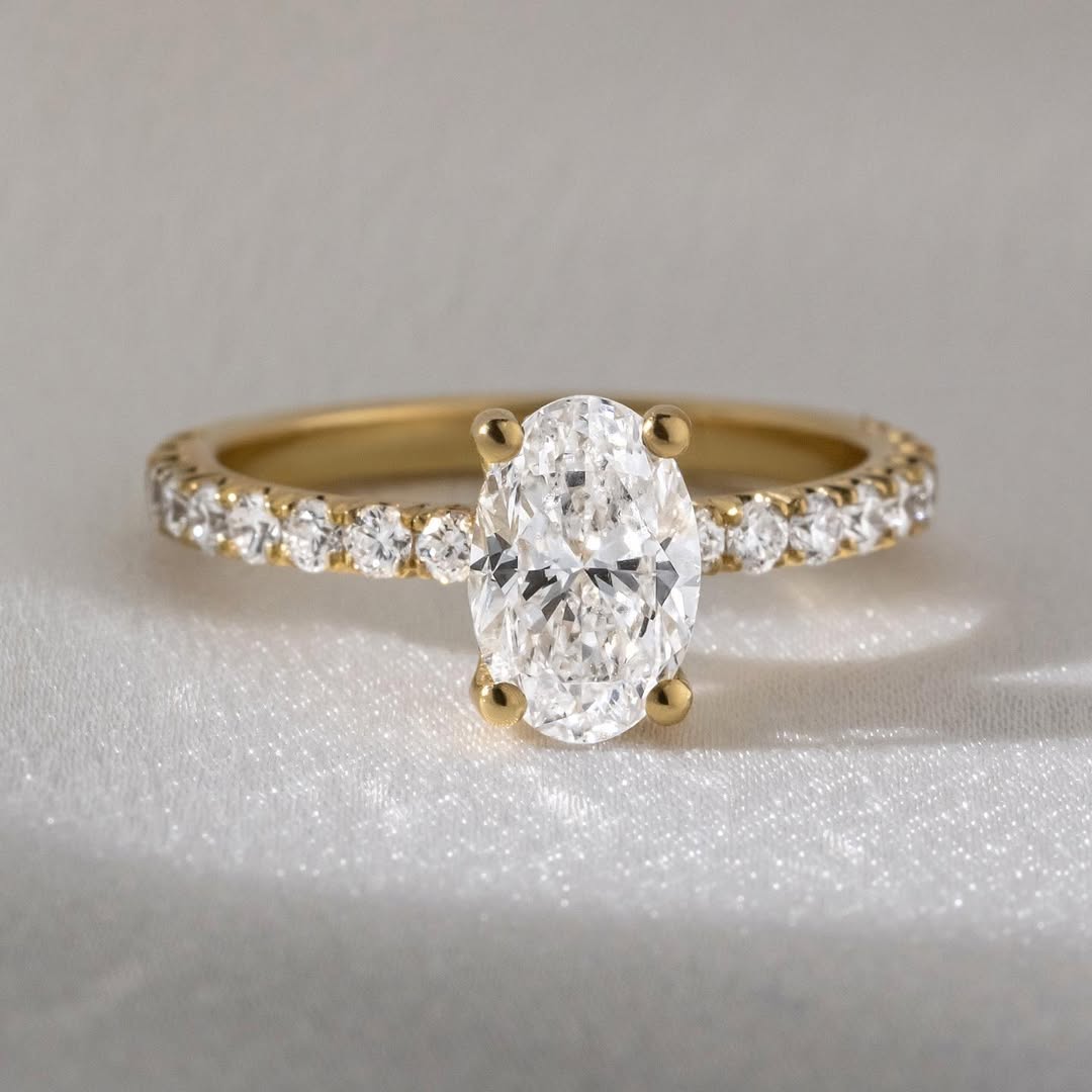 1.2 - 3.2 CT Oval  Lab Grown Diamond Pave Style Engagement Ring