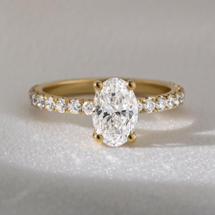 1.2 - 3.2 CT Oval  Lab Grown Diamond Pave Style Engagement Ring