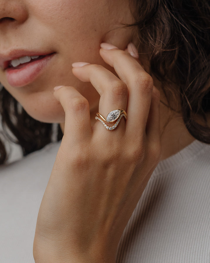 0.28 TCW Round Lab Grown Diamond Curved Pave Wedding Band