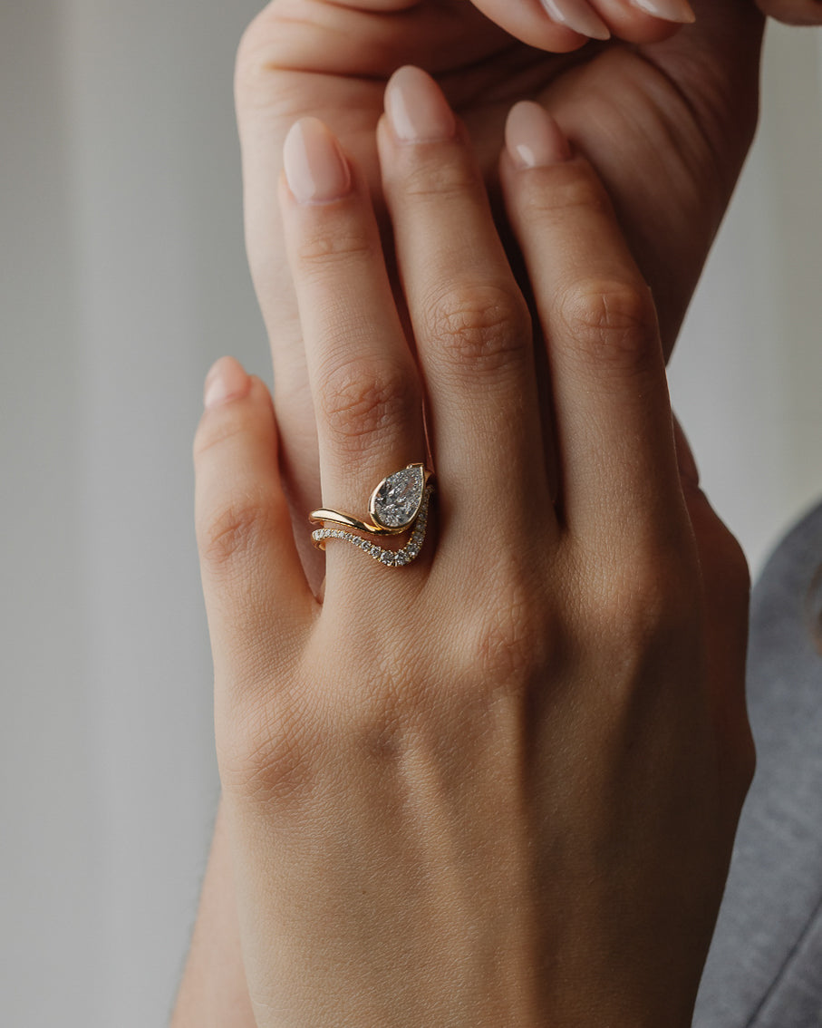 0.28 TCW Round Lab Grown Diamond Curved Pave Wedding Band