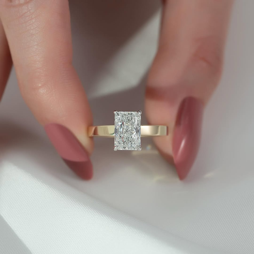 1.0-3.0 CT Radiant  Lab Grown Diamond Hidden Halo Setting Engagement Ring