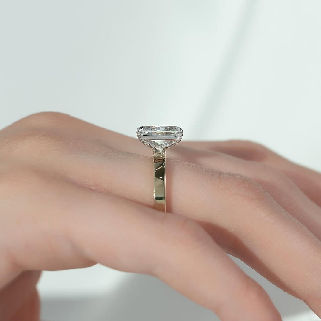1.0-3.0 CT Radiant  Lab Grown Diamond Hidden Halo Setting Engagement Ring