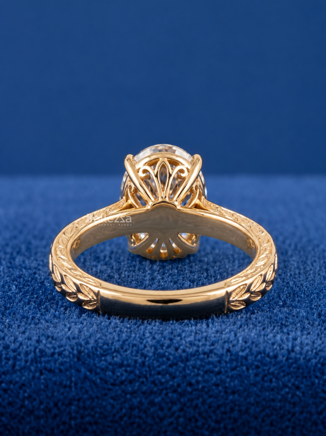3.0CT Oval Leafy Vine Type Lab Grown Diamond Unique Engagement Ring