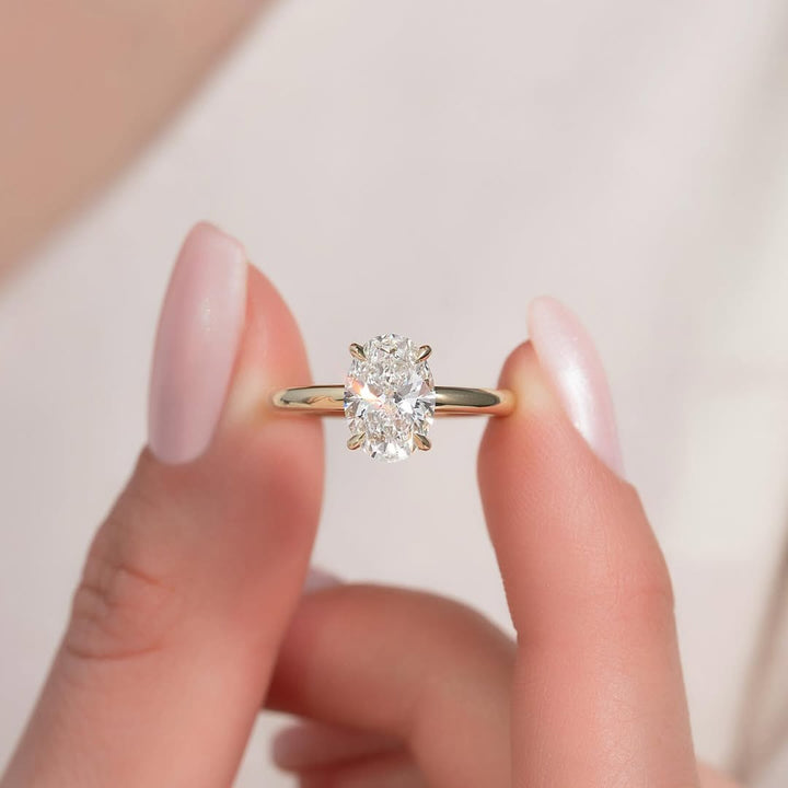 2.0-4.0 CT Oval Cut Pave IGI Certified Lab Grown Diamond Engagement Ring