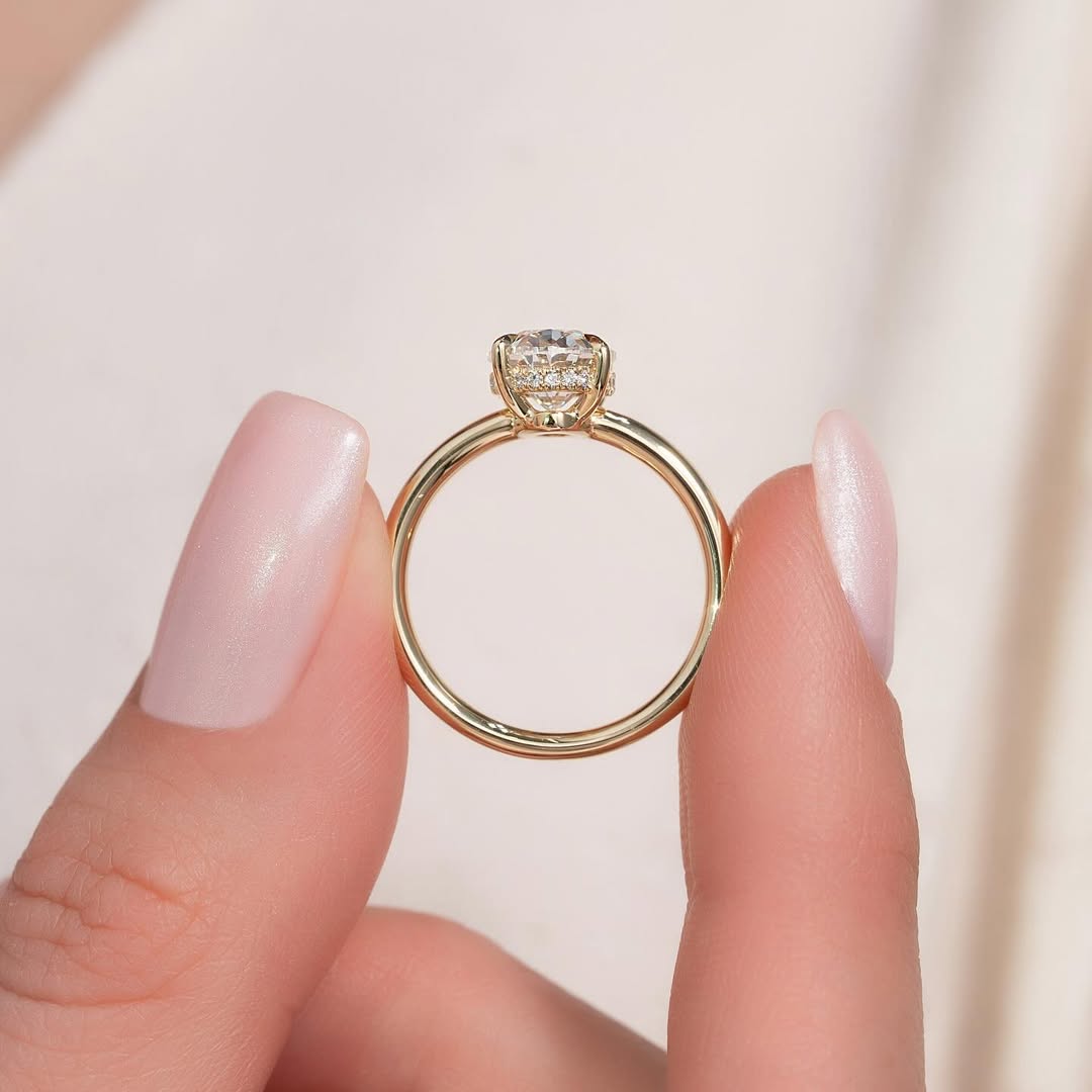 2.0-4.0 CT Oval Cut Pave IGI Certified Lab Grown Diamond Engagement Ring