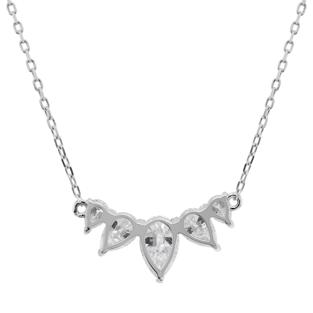 Five Stone Pear Shaped Diamond Moissanite Necklace For Women