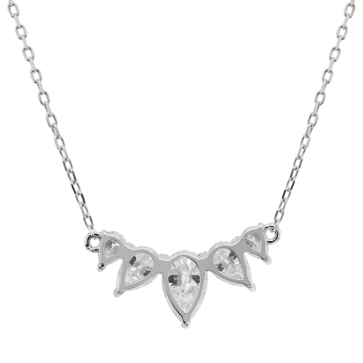 Five Stone Pear Shaped Diamond Moissanite Necklace For Women