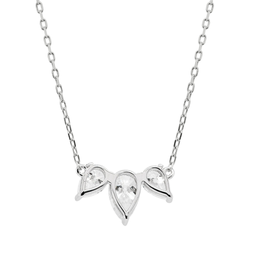 Three Stone Pear Shape Diamond Moissanite Necklace