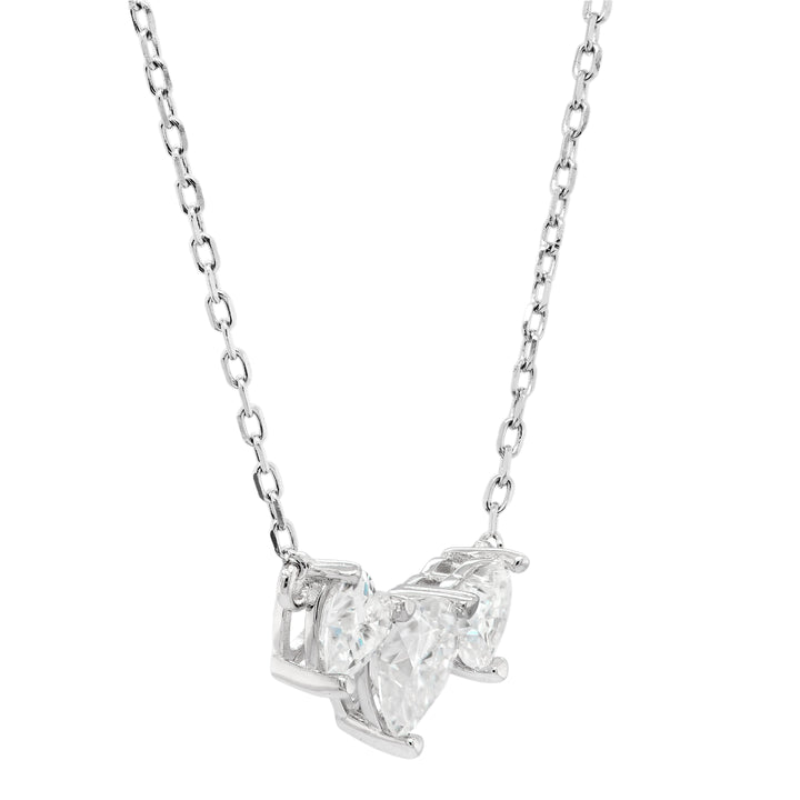Three Stone Heart Shape Diamond Moissanite Necklace