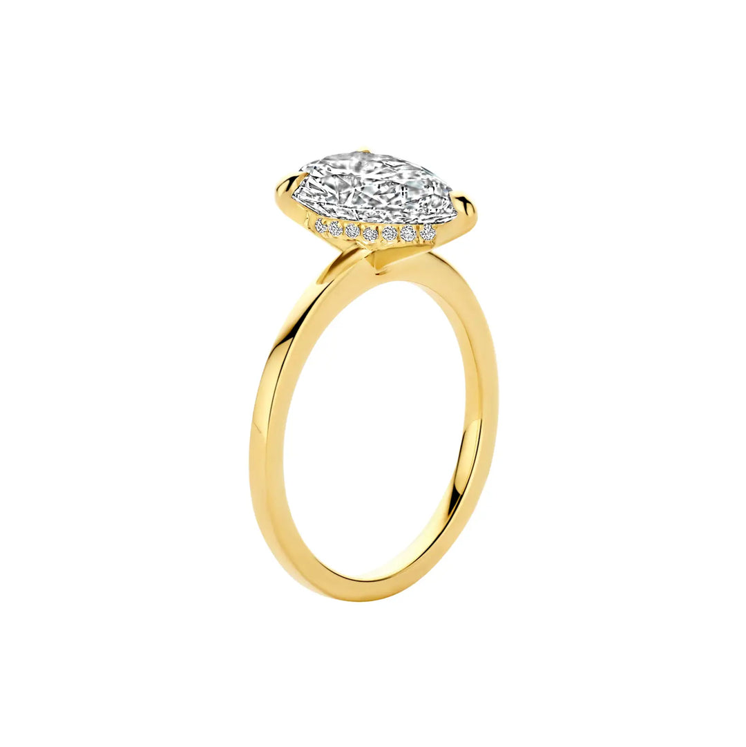 2.0CT Pear Diamond Hidden Halo Moissanite Engagement Ring