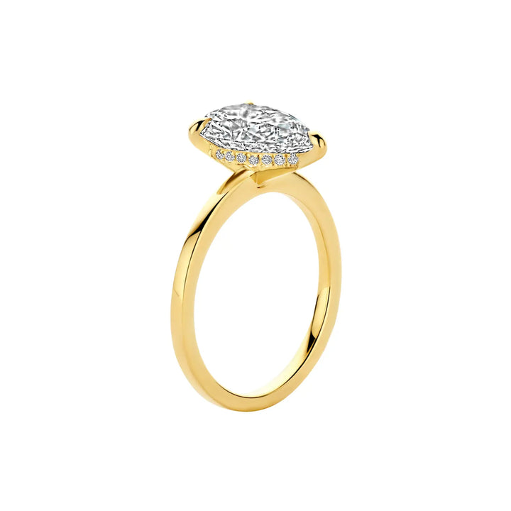 2.0CT Pear Diamond Hidden Halo Moissanite Engagement Ring