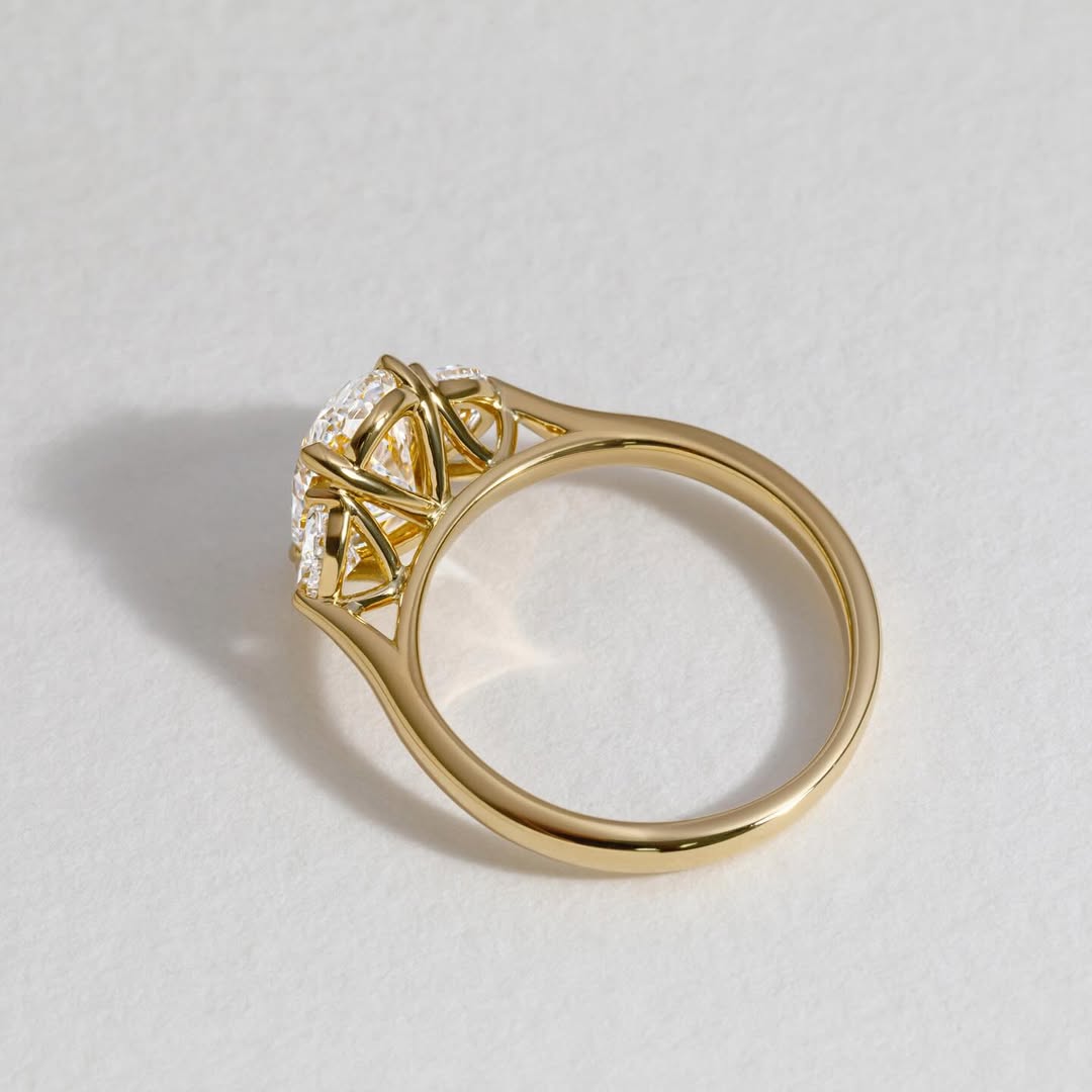 1.90 - 3.90CT Oval Lab Grown Diamond Three Stone Unique Engagement Ring
