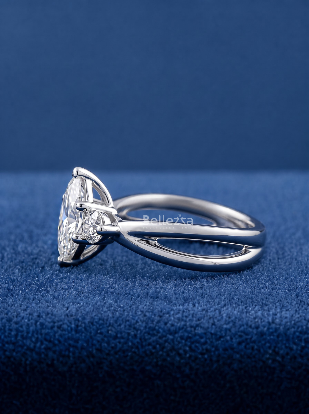 2.0CT Marquise Three Stone Lab Grown Diamond Split Shank Engagement Ring