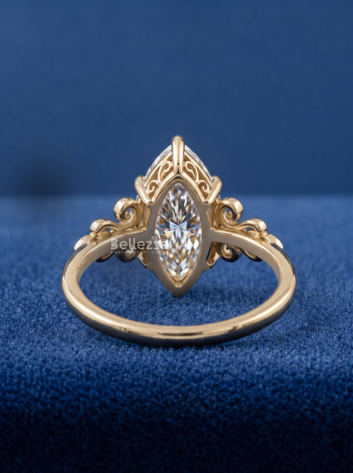 3.0CT Vintage Marquise Lab Grown Diamond Filigree Engagement Ring For Women