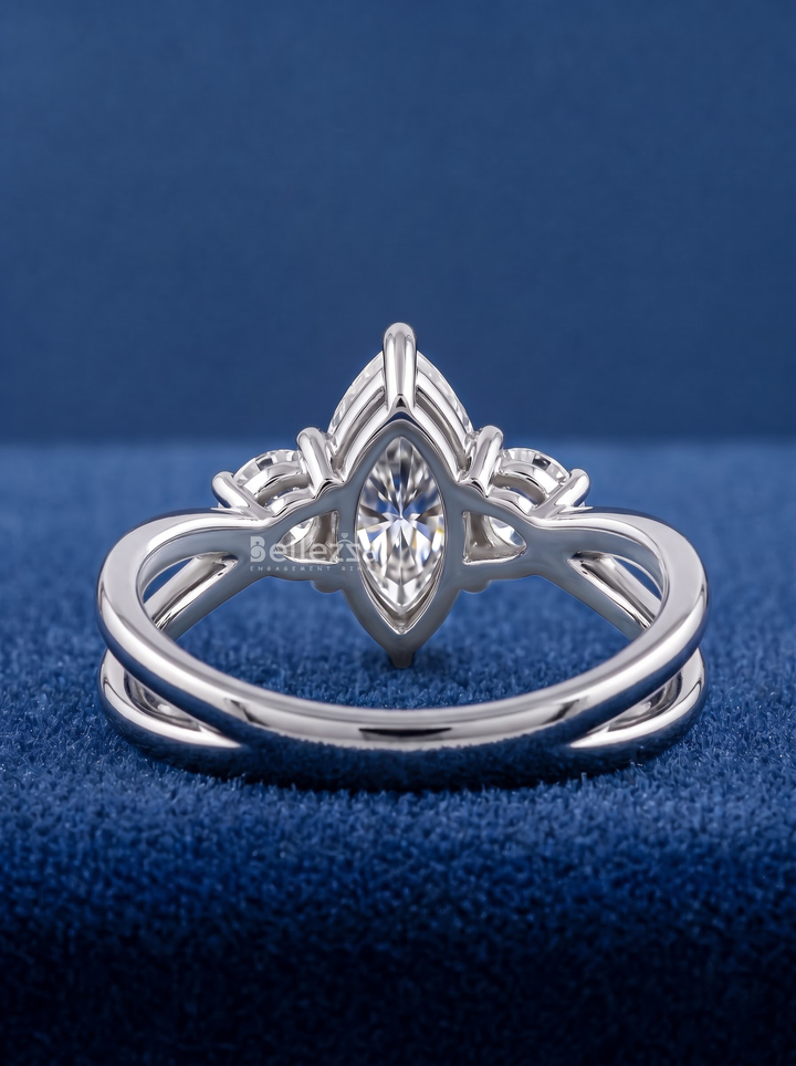 2.0CT Marquise Three Stone Lab Grown Diamond Split Shank Engagement Ring