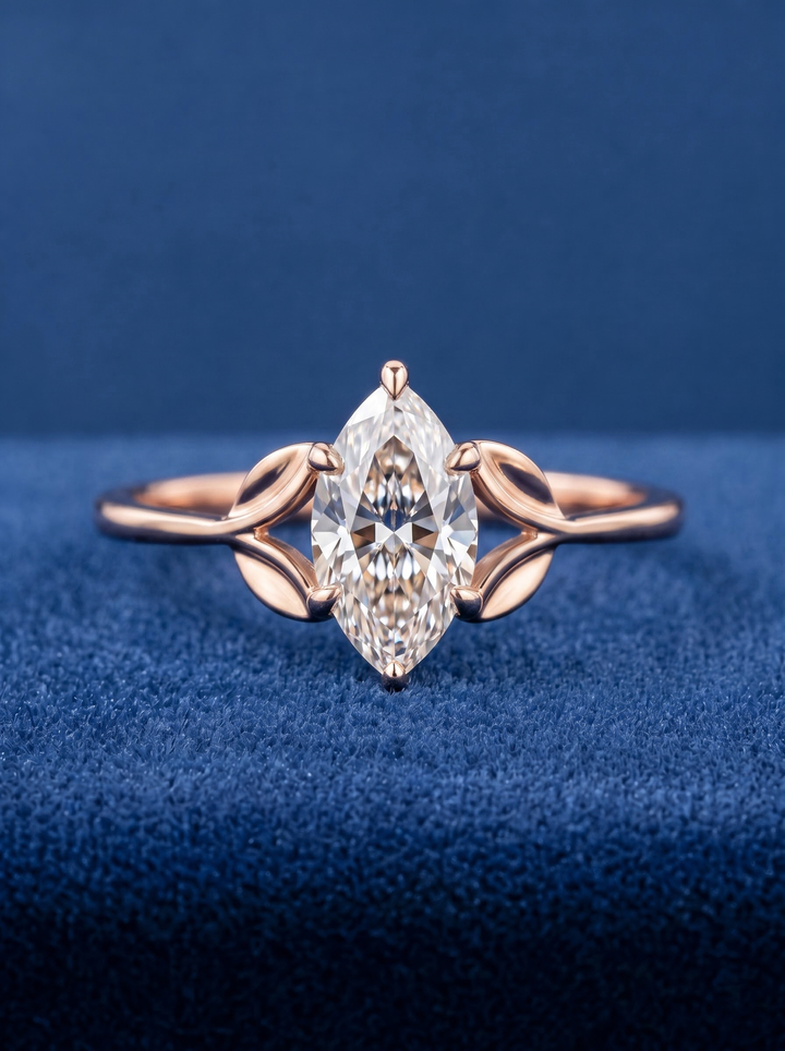 3.50CT Nature Inspired Marquise Lab Grown Diamond Engagement Ring For Women