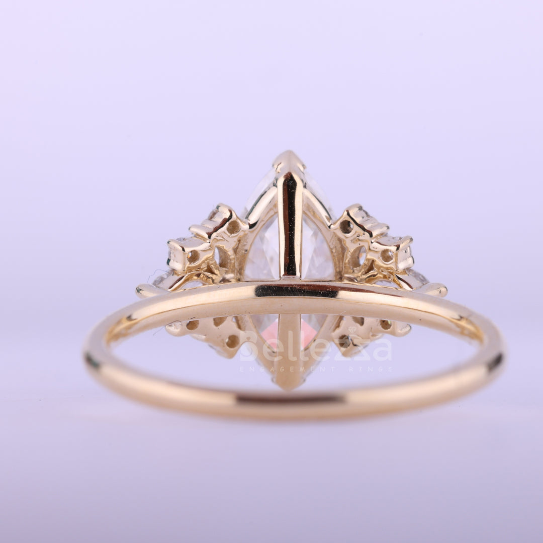 2.50CT Marquise Cut Cluster Diamond Moissanite Engagement Ring