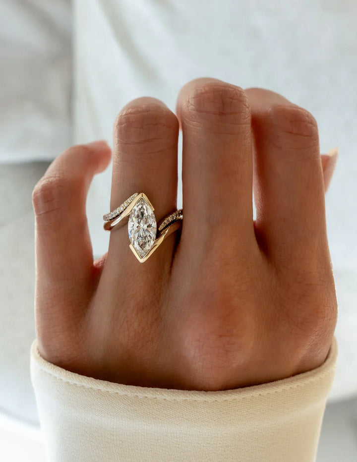 2.0CT Marquise Lab Grown Diamond Unique Bridal Ring Set for Women